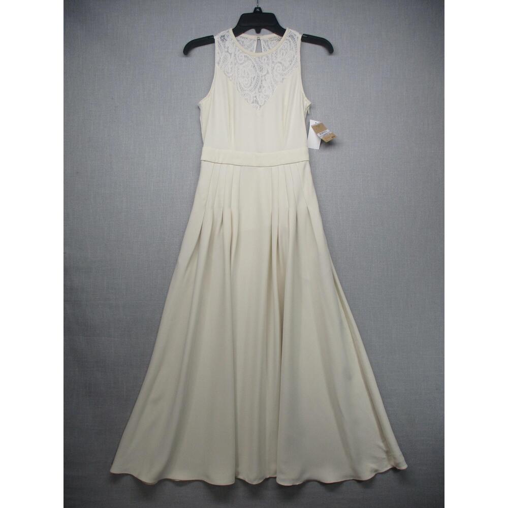 NWT Rachel Rachel Roy BOHO Cream Elegant Flowy Pleated Maxi Dress Womens Size XL